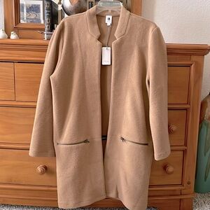NWT Notch Collar Camel Cardigan Coat